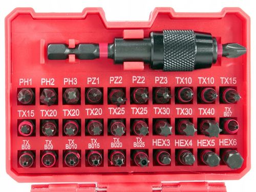 BITY MAGNETYCZNE WKRĘTAKI KOŃCÓWKI UDAROWE ZESTAW 32 EL. - PH PZ TX TXB HEX na Arena.pl