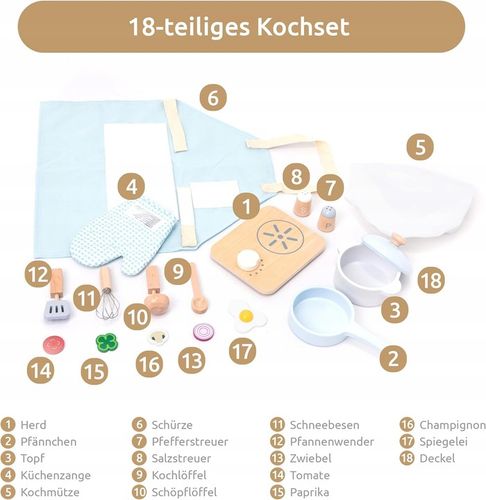 UMU Drewniany zestaw do gotowania dla dzieci 18 elementów na Arena.pl