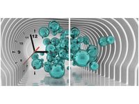 40 80CM ZEGAR 2 ELEM KULE FUTURYSTYCZNYM POKOJU 3D TURKUS ŚCIENNY