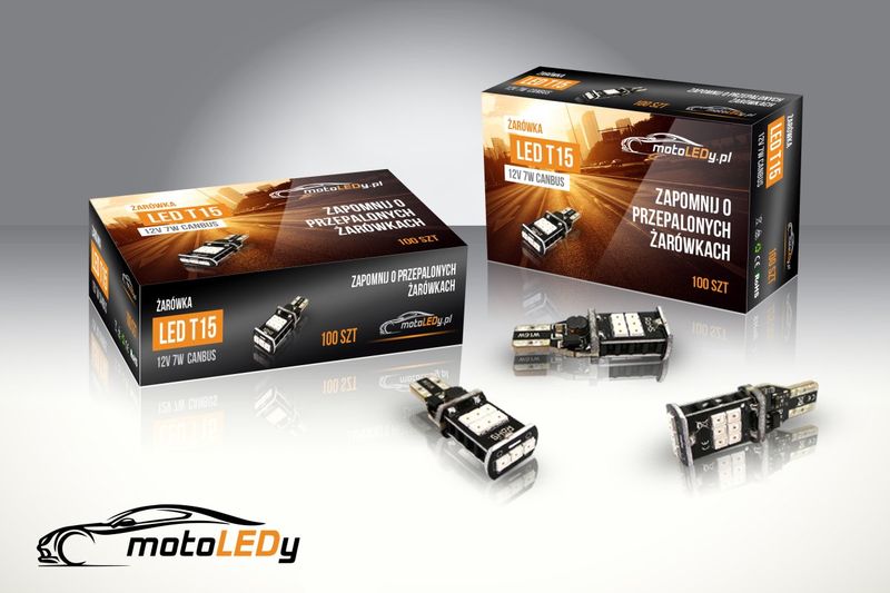 ŻARÓWKA LED T15, W16W 12V CANBUS Czerwona 980lm stop zdjęcie 4