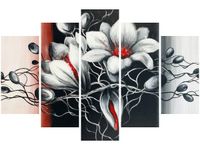 100CM 150CM OBRAZ 5 ELEM KWIECISTA SZAROŚĆ ŚCIENNY