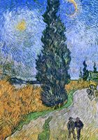 Plakat 70x100cm  Droga z Cyprysem i Gwiazdą, Van Gogh Vintage