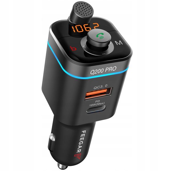 Feegar Transmiter Fm Bluetooth Qc 4.0 Usb Mp3 42W zdjęcie 3
