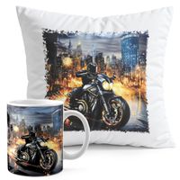 ZESTAW KUBEK + PODUSZKA DRUK - MOTOR MOTOCYKL