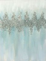 Obraz ręcznie malowany z kamykami i brokatem 60X80 jasnoniebieski