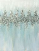 Obraz ręcznie malowany z kamykami i brokatem 60X80 jasnoniebieski