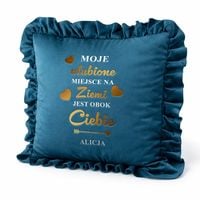 Poduszka Dekoracyjna Welurowa z Falbanką Dedykacja na Prezent dla Żony Mamy