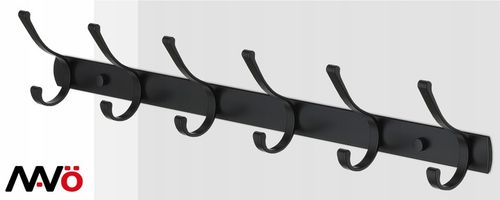 WIESZAK NA UBRANIA ŚCIENNY CZARNY RETRO 6 HACZYKÓW WIESZAK HACZYK na Arena.pl
