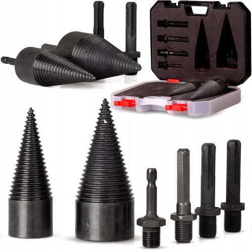 ZESTAW ŚWIDRÓW DO ŁUPANIA DREWNA WIERTŁA STOŻEK x2 ROZŁUPYWANIA SZCZYPANIA na Arena.pl