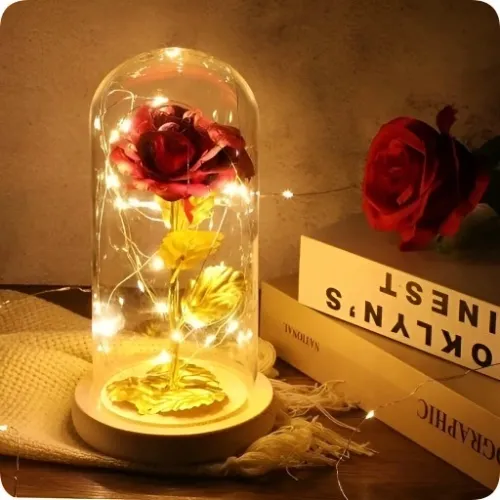 WIECZNA RÓŻA W SZKLE PREZENT ŚWIECĄCA LED PREZENT NA ŚWIĘTA DLA ŻONY na Arena.pl