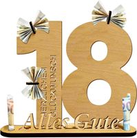 Drewniany Prezent na Pieniądze na 18 Urodziny Stojak Duży 29x26 cm
