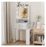 Toaletka sekretarzyk z oświetleniem LED z szafką boczną szuflady