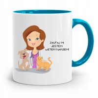 Kubek Błękitny Weterynarza Zaufaj Mi Jestem Z Nadrukiem Ze Zdjęciem