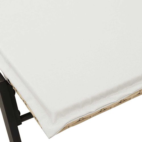 Leżak z poduszką, beżowy, polirattan na Arena.pl