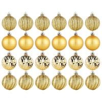 24x Bombki Choinkowe Świąteczne Nietłukące Złote Zestaw Bombek na Choinkę