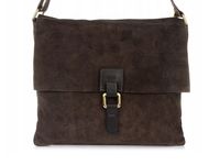 VERA PELLE torebka damska zamszowa listonoszka duża z klapą V312 c.brązowa