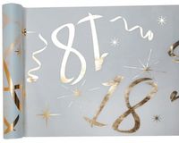 Bieżnik flizelinowy 18 urodziny biały ze złotym napisem 0,3 x 5 m