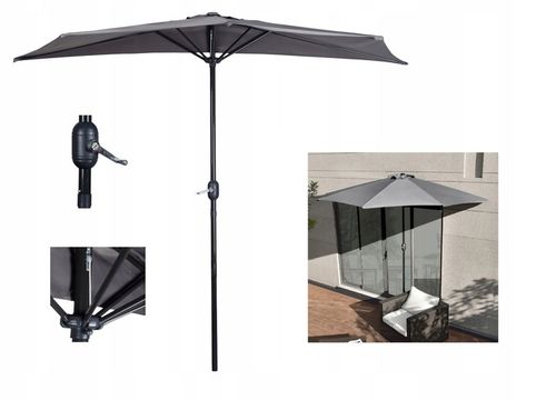 Parasol Ogrodowy Półparasol 2,7m Szary Ścienny Na Taras Balkon na Arena.pl