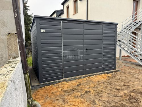 Schowek domek ogrodowy 4x2,5m Brama dwuskrzydłowa dach spad w tył TS970 na Arena.pl