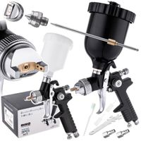 pistolet lakierniczy zestaw 3x dysza 0,8 1,4 1,7 hvlp do malowania black
