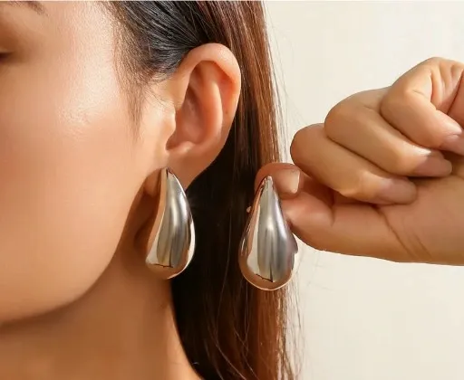 KOLCZYKI srebrna KROPLA łezka stal 316L zdjęcie 9