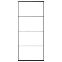 Drzwi przesuwne, aluminium i szkło ESG, 90x205 cm, czarne