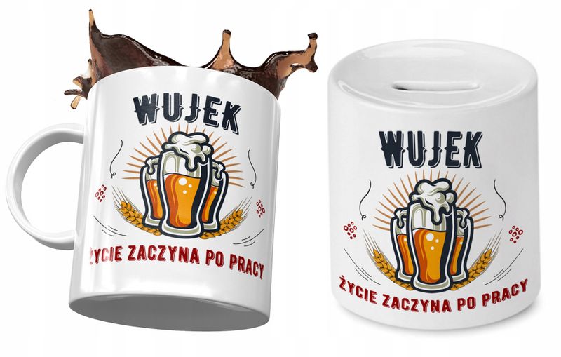 Dla Wujka Zestaw Kubek + Skarbonka Na Prezent Z Nadrukiem Ze Zdjęciem zdjęcie 1