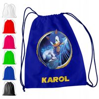 WOREK PLECAK SPORTOWY NA WF DLA DZIECI - SONIC HEDGEHOG + IMIĘ! AMY TAILS