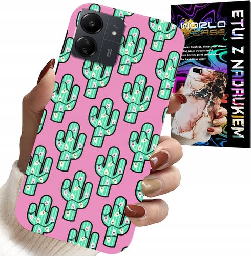 ETUI DO XIAOMI POCO C65 - KAKTUSY, KAKTUS NA RÓŻOWYM TLE + FOLIA na Arena.pl