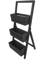 DONICA STOJAK POTRÓJNY Z DREWNA NA KWIATY KWIETNIK KASKADOWY SZARY