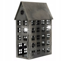 LAMPION DOMEK metalowy SREBRNY loft skandynawski 45x30x14cm