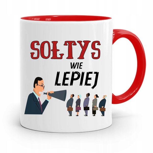 Dla Sołtysa Kubek Czerwony Sołtys Wie Lepiej Z Nadrukiem Ze Zdjęciem zdjęcie 1