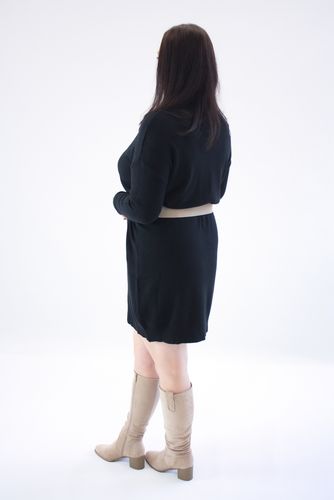 Czarna Sweterkowa Sukienka Midi z Golfem UNI na Arena.pl