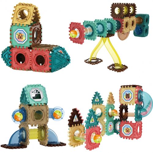 WOOPIE Klocki Konstrukcyjne 3D Zestaw Edukacyjny Tor Kulkowy Kulodrom Wafle 68el. na Arena.pl