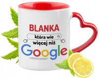 Dla Blanki Kubek Czerwony Z Uszkiem W Kształcie Serca Na Prezent