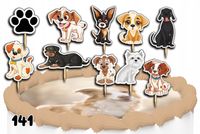 TOPPERY NA TORT OZDOBNE DEKORACJA ZESTAW - ZWIERZAKI PSY PIESKI PIES 10szt.