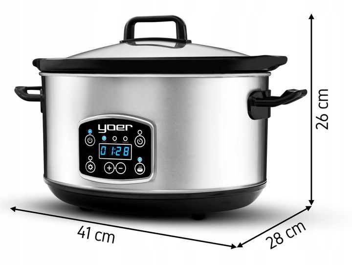 Wolnowar Garnek ceramiczny Slow Cooker Yoer INOX LCD 280W 4,5L +Programator zdjęcie 5