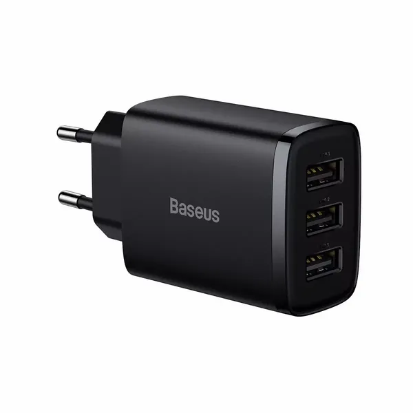 Ładowarka sieciowa Baseus Compact 3x USB Type A 17W Czarna zdjęcie 1