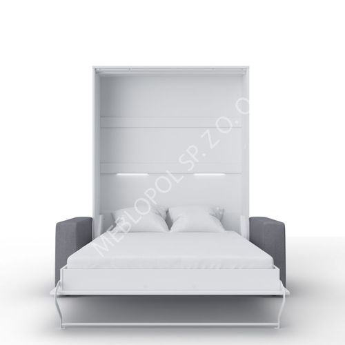 Półkotapczan MEBLOPOL 140V pionowy z sofą b./biały połysk z LED na Arena.pl