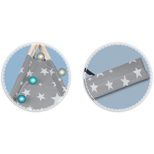 Namiot tipi dla dzieci ze światełkami Nukido - szary w gwiazdki na Arena.pl