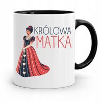 Kubek Czarny Prezent Dla Mamy Królowa Matka Z Nadrukiem Ze Zdjęciem