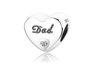 Rodowany srebrny charms do pandora prezent od taty dla córki "dad" cyrkonie srebro 925 NEW208