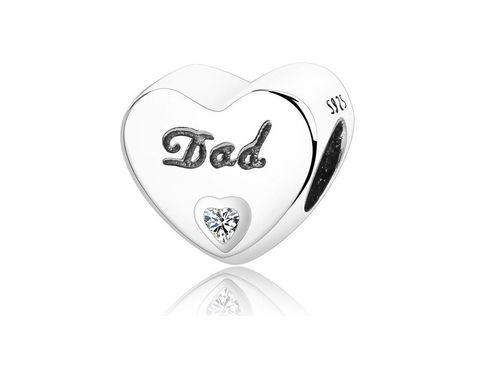 Rodowany srebrny charms do pandora prezent od taty dla córki "dad" cyrkonie srebro 925 NEW208 na Arena.pl