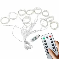 Lampki girlanda kurtyna świetlna świąteczna 300 led wewnętrzna ciepła usb — Biały ciepły