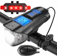 LAMPA ZESTAW LAMP ROWEROWYCH LICZNIK KLAKSON USB
