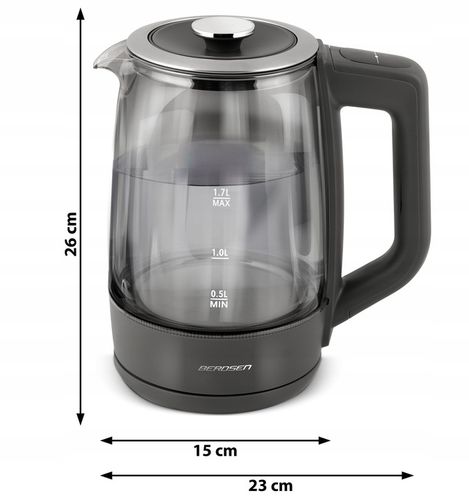 CZAJNIK ELEKTRYCZNY SZKLANY REGULACJA TEMPERATURY 2200W BERDSEN 1,7L na Arena.pl