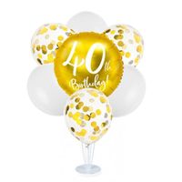 Zestaw balonów na stojaku 40 urodziny, złoty