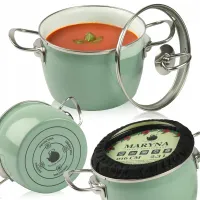 GARNEK TRADYCYJNY EMALIOWANY 2,3L ZIELONY BARYŁKA Z POKRYWKĄ GAZ INDUKCJA