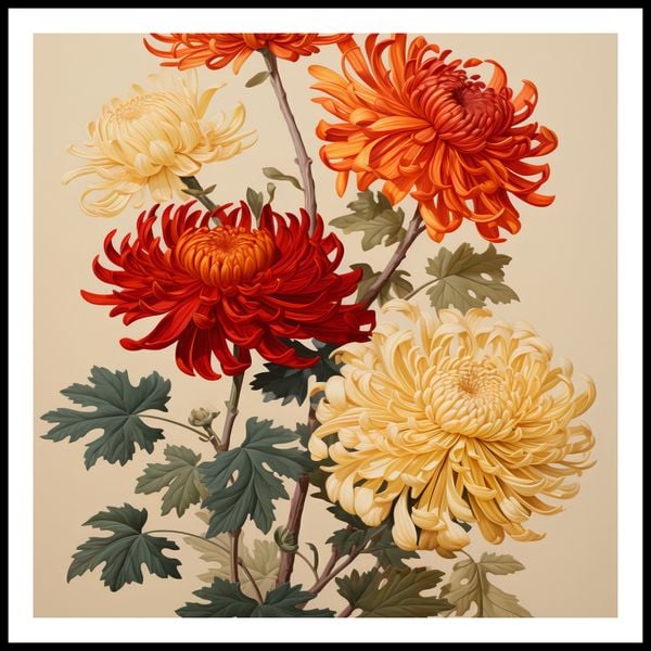 Plakat 70x70cm Tańczące Chryzantemy zdjęcie 3