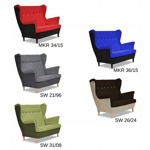 Zestaw wypoczynkowy ARI DUO sofa fotele pufy  czarno - czerwony na Arena.pl